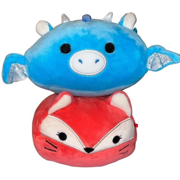 Stackable Squishmallows 8” Lexi The Red Fox PLUS 6” Devin The Dragon - Picture 1 of 7